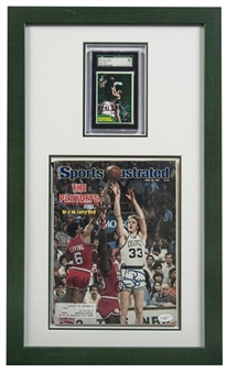 Larry Bird Signed Sports Illustrated (04/28/80)  and 1981/82 Topps Card (SGC 80 EX/NM 6) Display Piece